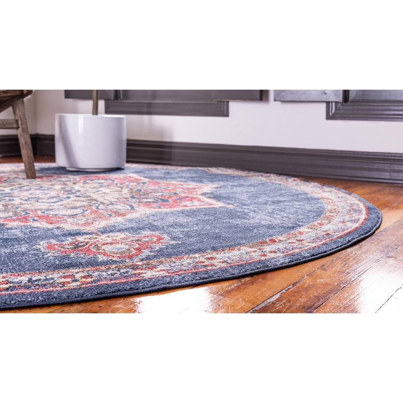 Mercury Row® Dulin Oriental Navy Blue Area Rug & Reviews